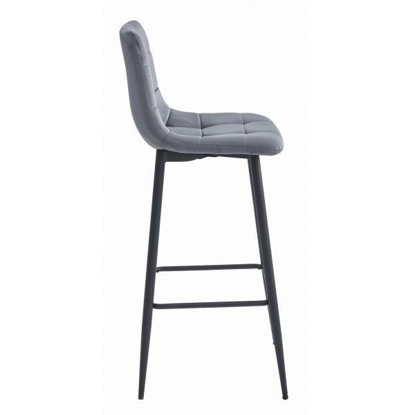 Set 2 scaune de bucatarie/bar, Artool, Arceto, catifea gri, picioare metal negru, 43.5×32.5×104 cm