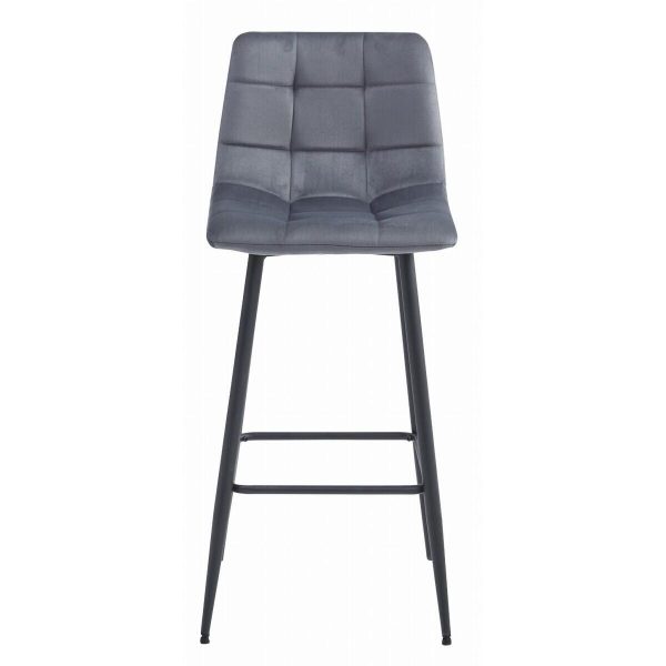 Set 2 scaune de bucatarie/bar, Artool, Arceto, catifea gri, picioare metal negru, 43.5×32.5×104 cm