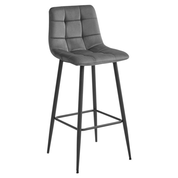Set 2 scaune de bucatarie/bar, Artool, Arceto, catifea gri, picioare metal negru, 43.5x32.5x104 cm