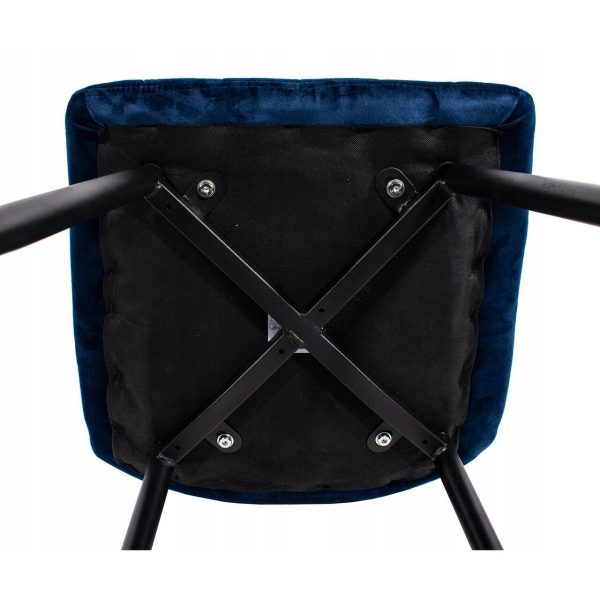 Set 4 scaune bucatarie/living, Artool, Lava, catifea bleumarin, picioare metal negru, 43x51x90 cm