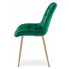Set 4 scaune bucatarie/living, Artool, Bera, catifea verde, picioare metal natur, 54x60x88 cm