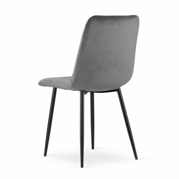 Set 6 scaune bucatarie/living, Artool, Lava, catifea gri, picioare metal negru, 43x51x90 cm