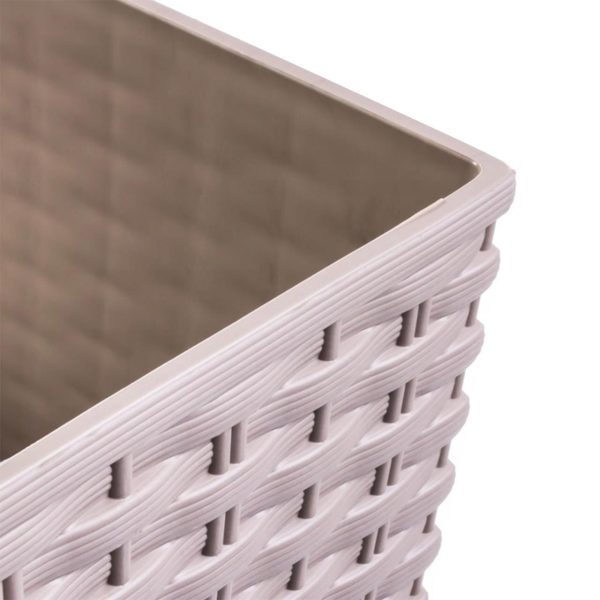 Set 2 ghivece de flori, Rato, imitatie ratan, inalte, 32.5×32.5×61 cm, cafeniu, Prosperplast