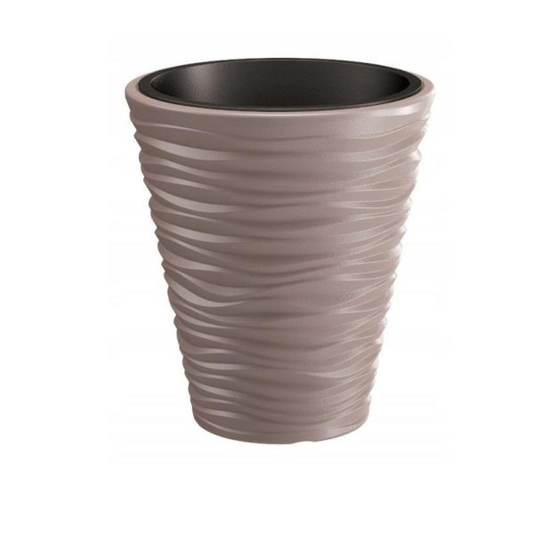 Set 2 ghivece de flori, Sand, rotunde, 38.8×43.6 cm, cafeniu, Prosperplast