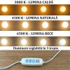 Masa de toaleta/machiaj, Antonia + scaun Alba, alb, cu oglinda si LED-uri, 155x42x135 cm