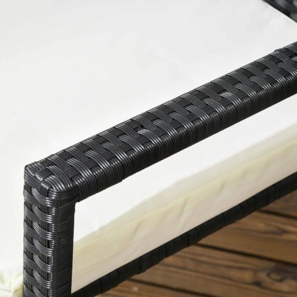 Set mobilier gradina/terasa, negru si bej, ratan sintetic, 1 masa, 6 scaune, Lynna