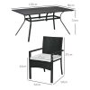 Set mobilier gradina/terasa, negru si bej, ratan sintetic, 1 masa, 6 scaune, Lynna