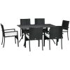Set mobilier gradina/terasa, negru si bej, ratan sintetic, 1 masa, 6 scaune, Lynna