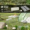 Set mobilier gradina/camping, pliabil, 1 masa, 2 banci, MDF si aluminiu, alb, 90 cm, Frankfurt