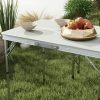Set mobilier gradina/camping, pliabil, 1 masa, 2 banci, MDF si aluminiu, alb, 90 cm, Frankfurt