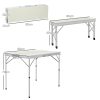 Set mobilier gradina/camping, pliabil, 1 masa, 2 banci, MDF si aluminiu, alb, 90 cm, Frankfurt