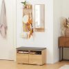 Set mobilier hol, pal, cu pantofar, cuier, oglinda, natur, 3 piese