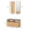 Set mobilier hol, pal, cu pantofar, cuier, oglinda, natur, 3 piese