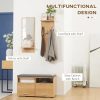 Set mobilier hol, pal, cu pantofar, cuier, oglinda, natur, 3 piese