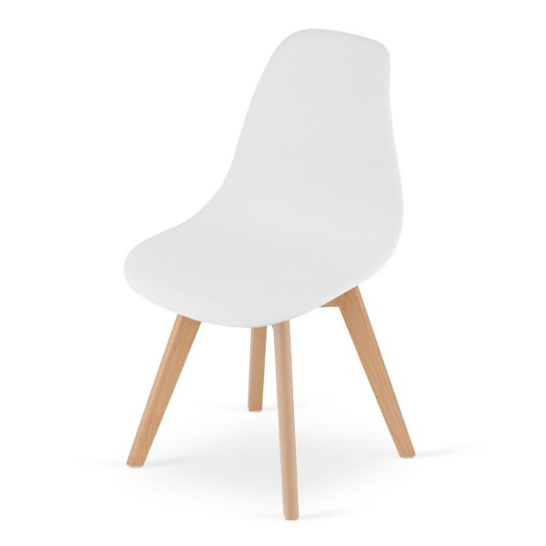 Set 4 scaune bucatarie/living, Artool, Kito, PP alb, picioare lemn natur, 46×54.5×80 cm