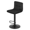 Set 2 scaune de bucatarie/bar, Artool, Prot, rotativ, catifea neagra, picior metal negru, 41x44x87.5-108 cm