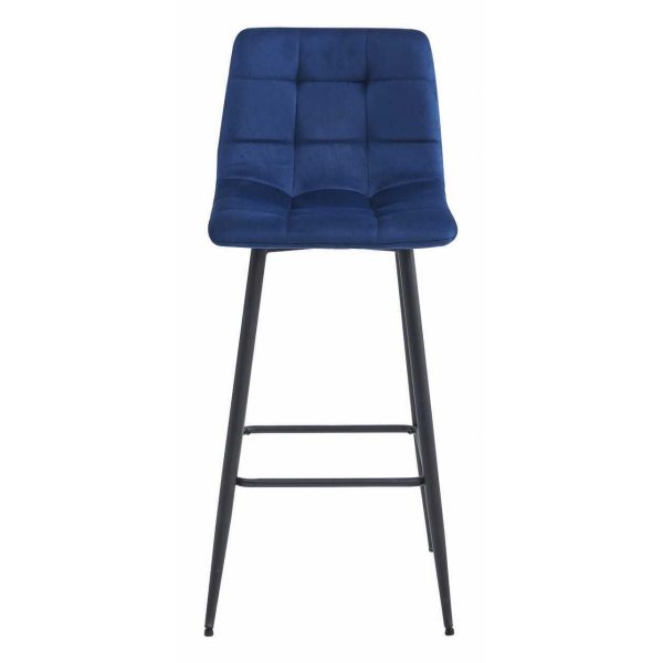 Set 2 scaune de bucatarie/bar, Artool, Arceto, catifea albastra, picioare metal negru, 43.5×32.5×104 cm