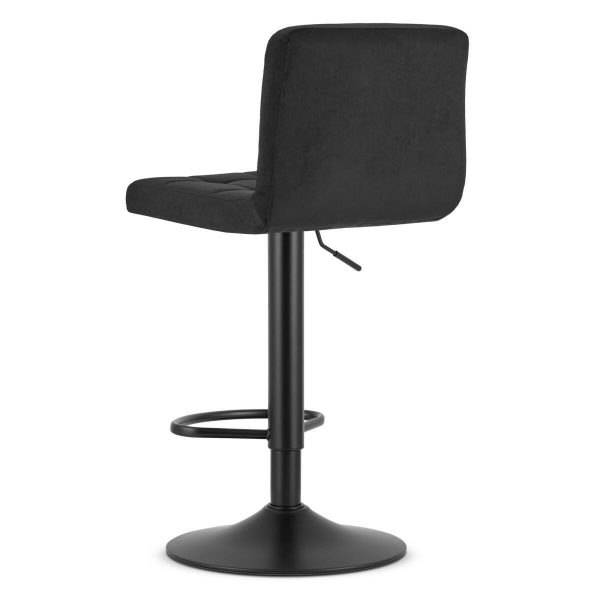 Set 2 scaune de bucatarie/bar, Artool, Prot, rotativ, catifea neagra, picior metal negru, 41x44x87.5-108 cm