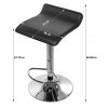 Set 2 scaune de bucatarie/bar, Artool, Fort, rotativ, piele ecologica neagra, picior metal argintiu, 38x39x63-84 cm