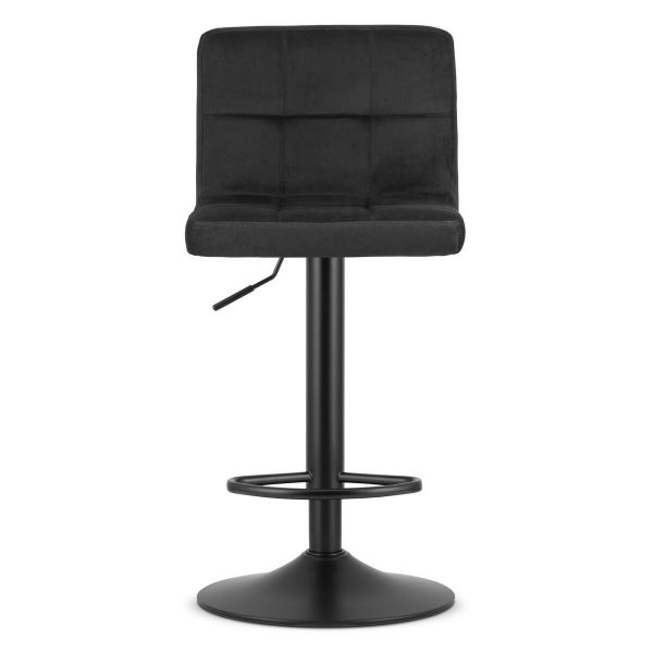 Set 2 scaune de bucatarie/bar, Artool, Prot, rotativ, catifea neagra, picior metal negru, 41x44x87.5-108 cm