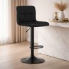 Set 2 scaune de bucatarie/bar, Artool, Prot, rotativ, catifea neagra, picior metal negru, 41x44x87.5-108 cm