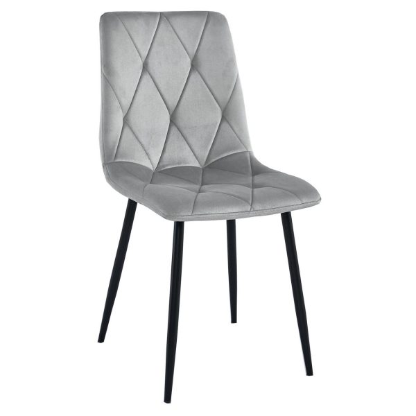 Set 4 scaune bucatarie/living, Artool, Libra, catifea gri, picioare metal negru, 44x40x88.5 cm
