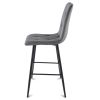 Set 2 scaune de bucatarie/bar, Artool, Libra, catifea gri inchis, picioare metal negru, 52x56x112 cm