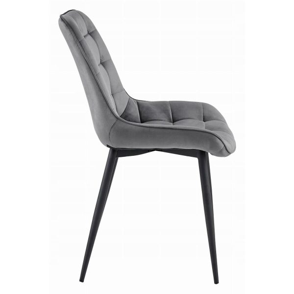 Set 4 scaune bucatarie/living, Artool, Bera, catifea gri, picioare metal negru, 54x60x88 cm