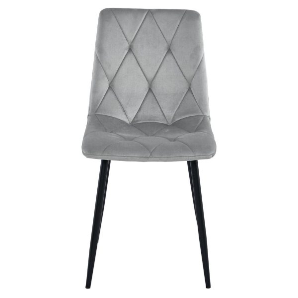 Set 4 scaune bucatarie/living, Artool, Libra, catifea gri, picioare metal negru, 44x40x88.5 cm