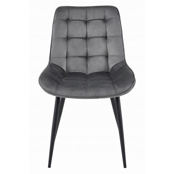 Set 4 scaune bucatarie/living, Artool, Bera, catifea gri, picioare metal negru, 54x60x88 cm