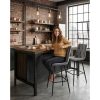 Set 2 scaune de bucatarie/bar, Artool, Libra, catifea gri inchis, picioare metal negru, 52x56x112 cm