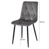 Set 4 scaune bucatarie/living, Artool, Libra, catifea gri, picioare metal negru, 44x40x88.5 cm
