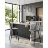 Set 2 scaune de bucatarie/bar, Artool, Libra, catifea gri inchis, picioare metal negru, 52x56x112 cm