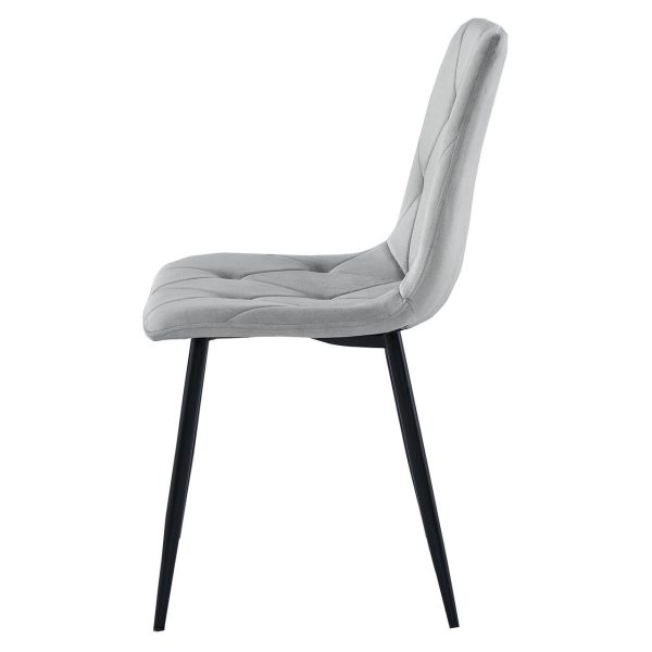 Set 4 scaune bucatarie/living, Artool, Libra, catifea gri, picioare metal negru, 44x40x88.5 cm