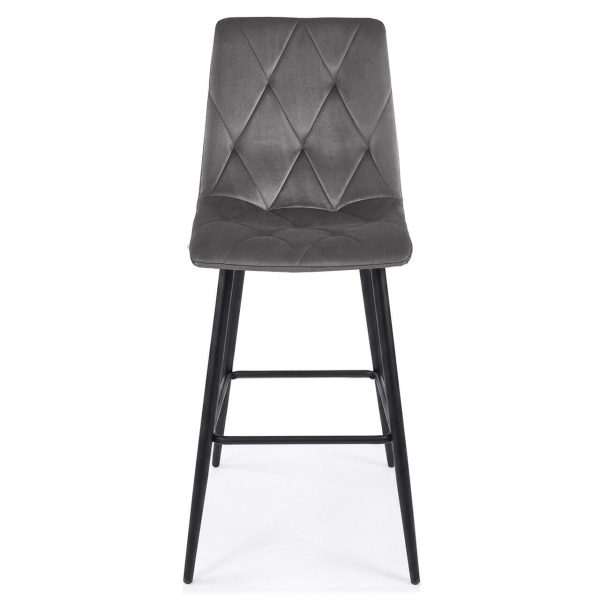 Set 2 scaune de bucatarie/bar, Artool, Libra, catifea gri inchis, picioare metal negru, 52x56x112 cm