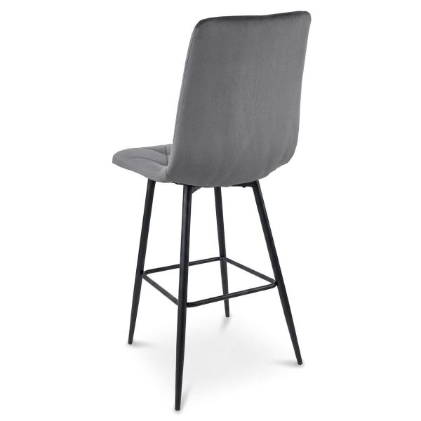Set 2 scaune de bucatarie/bar, Artool, Libra, catifea gri inchis, picioare metal negru, 52x56x112 cm