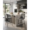 Set 2 scaune de bucatarie/bar, Artool, Libra, catifea gri inchis, picioare metal negru, 52x56x112 cm