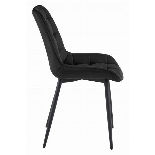 Set 4 scaune bucatarie/living, Artool, Bera, catifea neagra, picioare metal negru, 54x60x88 cm
