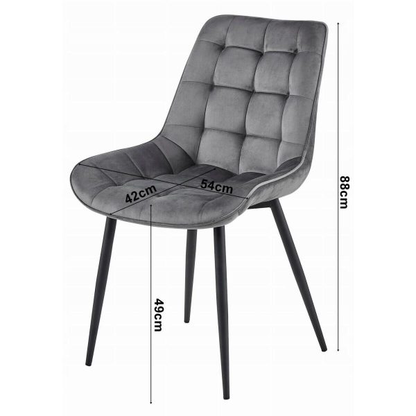 Set 4 scaune bucatarie/living, Artool, Bera, catifea neagra, picioare metal negru, 54x60x88 cm