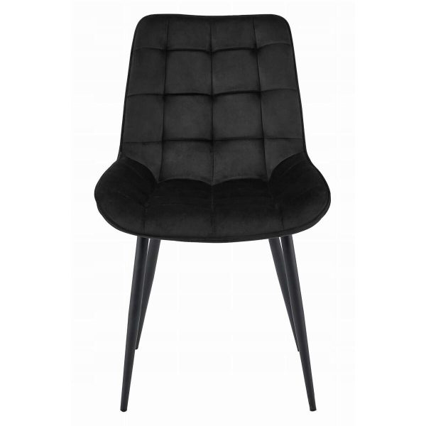 Set 4 scaune bucatarie/living, Artool, Bera, catifea neagra, picioare metal negru, 54x60x88 cm
