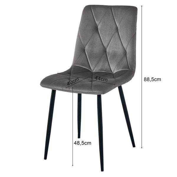 Set 4 scaune bucatarie/living, Artool, Libra, catifea roz inchis, picioare metal negru, 44×54.5×88.5 cm