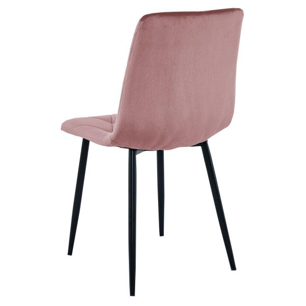Set 4 scaune bucatarie/living, Artool, Libra, catifea roz inchis, picioare metal negru, 44×54.5×88.5 cm