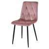 Set 4 scaune bucatarie/living, Artool, Libra, catifea roz inchis, picioare metal negru, 44×54.5×88.5 cm