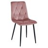 Set 4 scaune bucatarie/living, Artool, Libra, catifea roz inchis, picioare metal negru, 44×54.5×88.5 cm