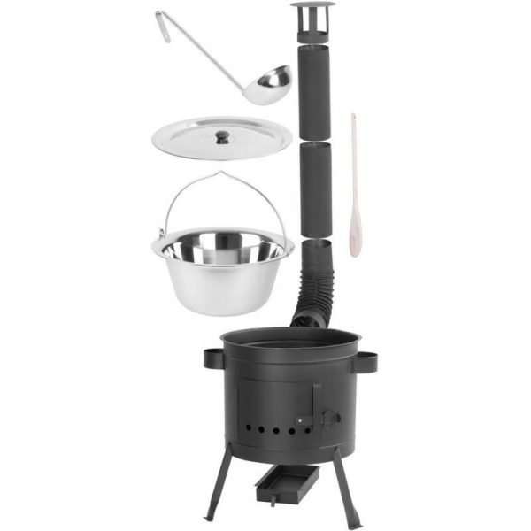 Set soba cu ceaun/tuci, cu burlane, 42 cm, ceaun de 22 L, polonic, lingura de lemn, Artool