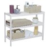 Suport depozitat incaltaminte, Artool, 3 polite, lemn bambus, alb, 70x26x55 cm