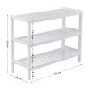 Suport depozitat incaltaminte, Artool, 3 polite, lemn bambus, alb, 70x26x55 cm