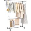 Suport mobil cu roti pentru haine, Artool, reglabil, inox, argintiu, max 50 kg, 101-165x49x113-198 cm