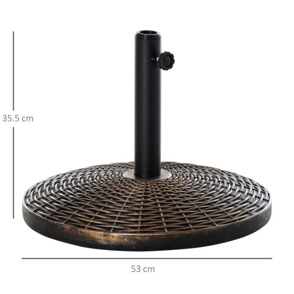 Suport pentru umbrela 35/38/48 mm, rotund, HDPE, metal, imitatie ratan, maro, 53×35.5 cm
