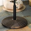 Suport pentru umbrela 35/38/48 mm, rotund, HDPE, metal, imitatie ratan, maro, 53×35.5 cm
